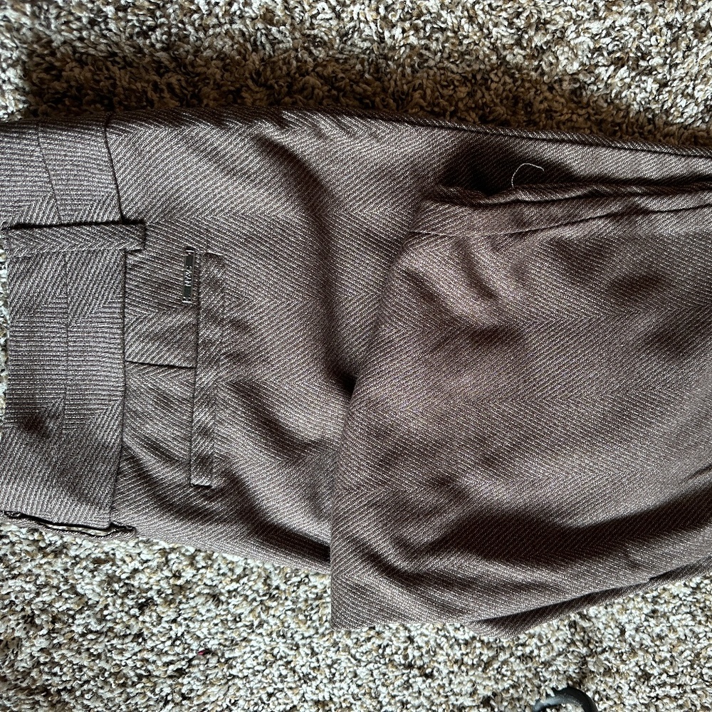 New York and Company 7th Avenue Women's Brown Herringbone Dress Pants Size 8